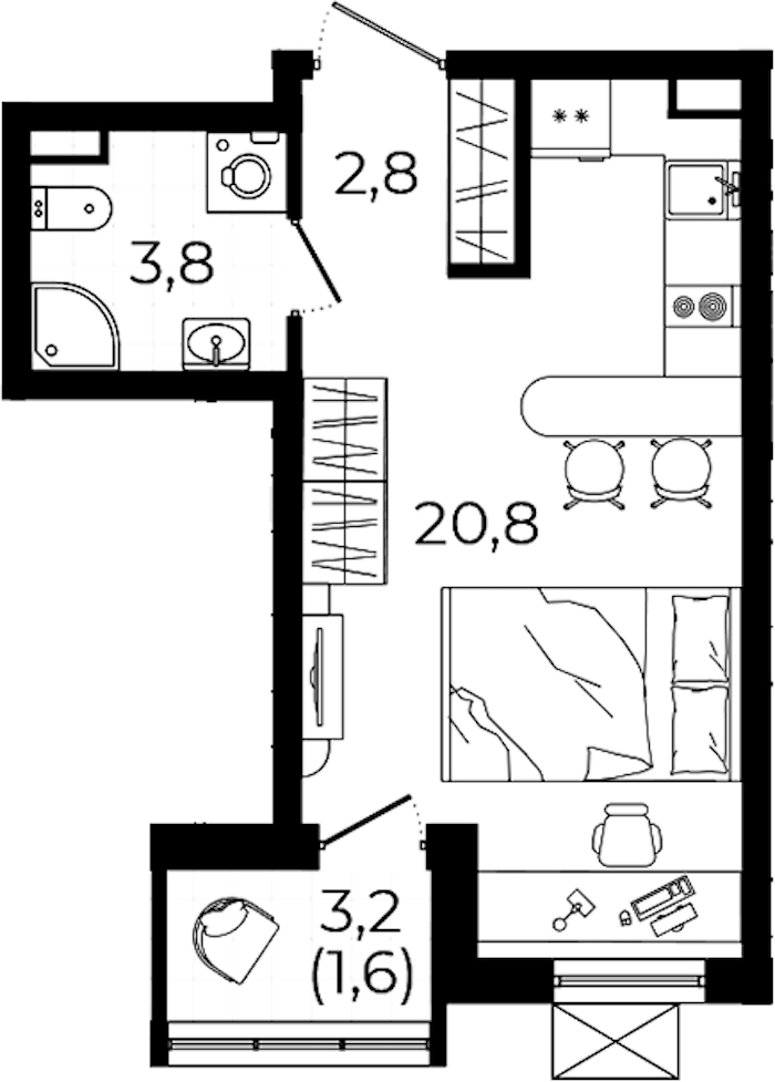 Квартира студия 29 м², 7/7 эт., ЖК «А101 Всеволожск»